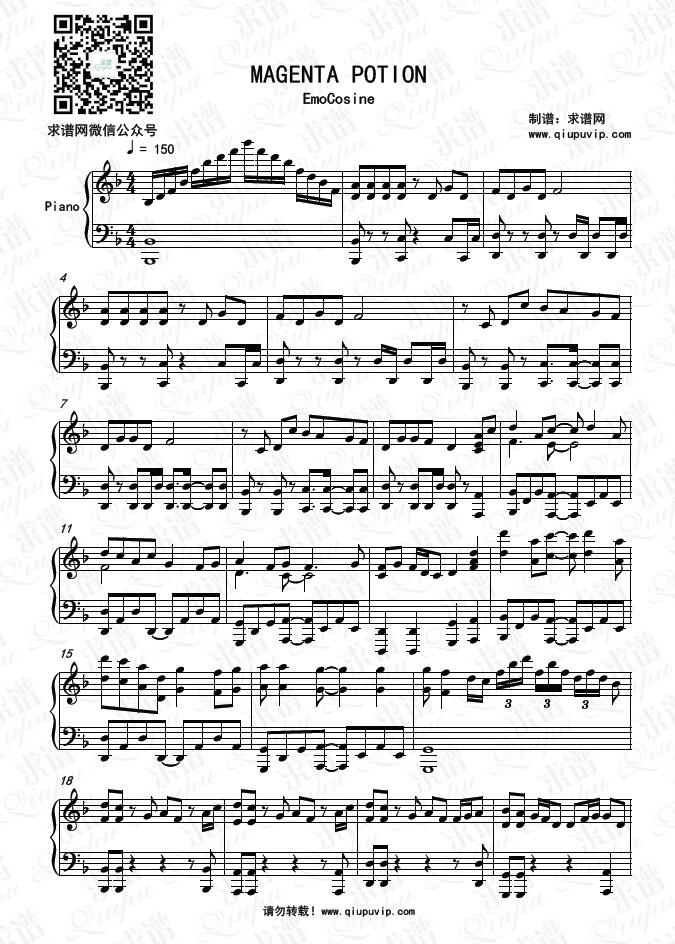 《MAGENTA POTION》钢琴谱由求谱网制作，并提供《MAGENTA POTION》钢琴曲在线试听，《MAGENTA POTION》钢琴谱（五线谱）下载