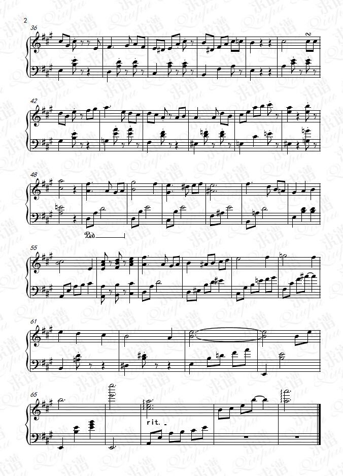 《浪漫》钢琴谱由求谱网制作，并提供《浪漫》钢琴曲在线试听，《浪漫》钢琴谱（五线谱）下载