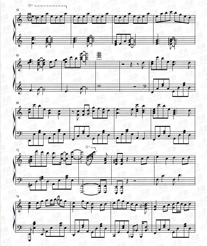 《镜花水月》钢琴谱由求谱网制作，并提供《镜花水月》钢琴曲在线试听，《镜花水月》钢琴谱（五线谱）下载