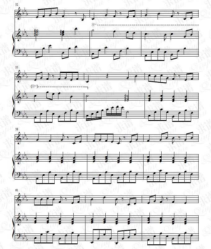 《忆红莲》钢琴谱（钢伴）由求谱网制作，并提供《忆红莲》钢琴曲（钢琴弹唱）在线试听，《忆红莲》钢琴谱（五线谱）下载