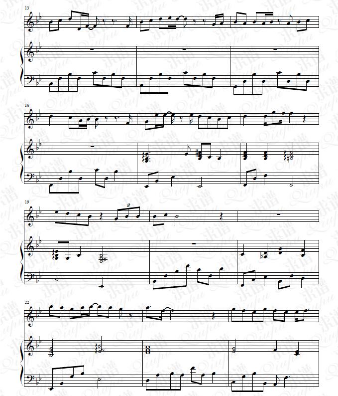 《舍不得》钢琴谱（钢伴）由求谱网制作，并提供《舍不得》钢琴曲（钢琴弹唱）在线试听，《舍不得》钢琴谱（五线谱）下载