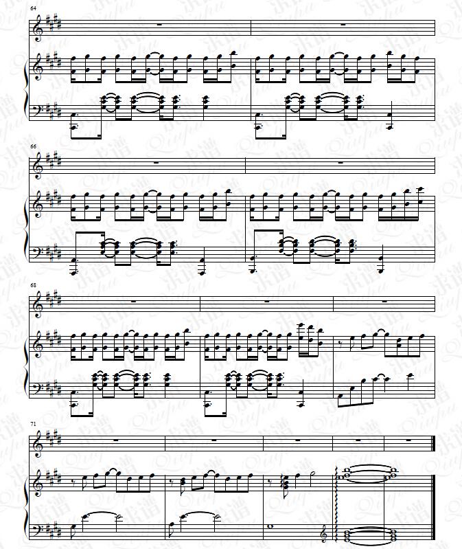 《唱不完的副歌》钢琴谱（钢伴）由求谱网制作，并提供《唱不完的副歌》钢琴曲（钢琴弹唱）在线试听，《唱不完的副歌》钢琴谱（五线谱）下载