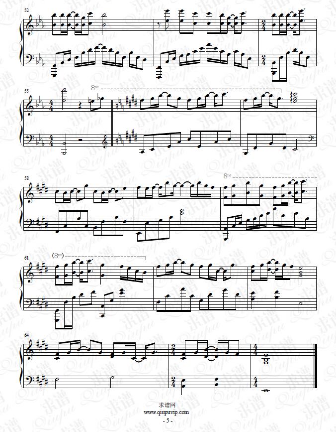 《故人叹》钢琴谱由求谱网制作，并提供《故人叹》钢琴曲在线试听，《故人叹》钢琴谱（五线谱）下载